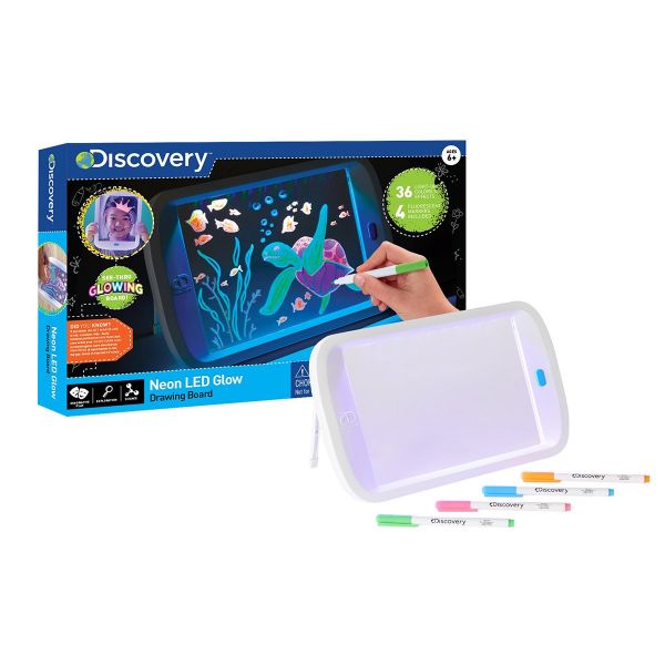 Discovery Kids STEM Neon LED Glow Drawing Board Edutainment and