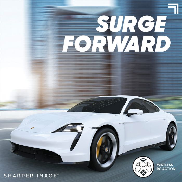 Sharper Image Officially Licensed Porsche Taycan Turbo S Remote Control Electric Car, Working LED Lights & USB-C Charging Station