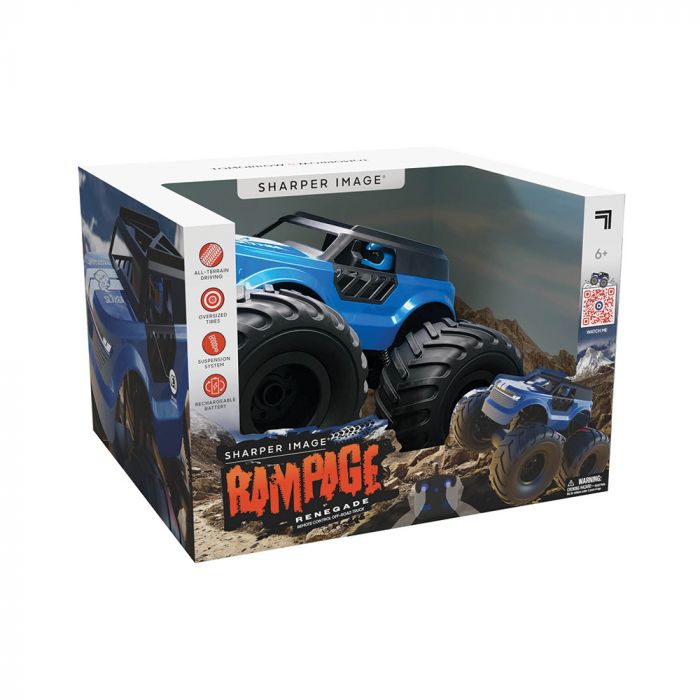 Sharper Image Rampage Renegade Remote Control Off-Road Monster Truck, All-Terrain Oversized Tires Suspension System RC Toy