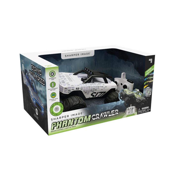 Sharper Image Phantom Crawler RC Light-Up Truck, Expanding Tires Rechargeable Battery Durable Wireless RC Action Toy