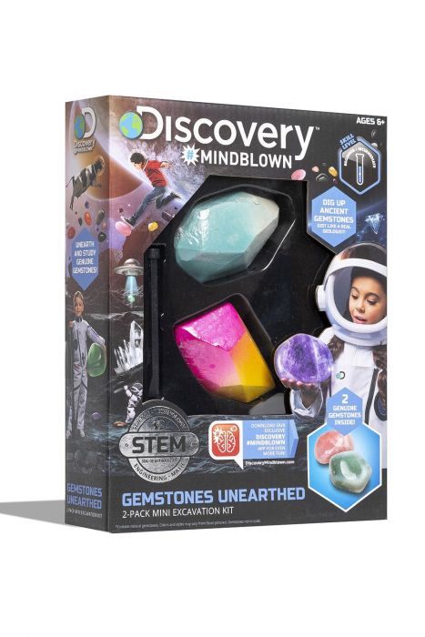 Discovery Mindblown STEM Gemstones Unearthed 2-Pack Mini Excavation Kit