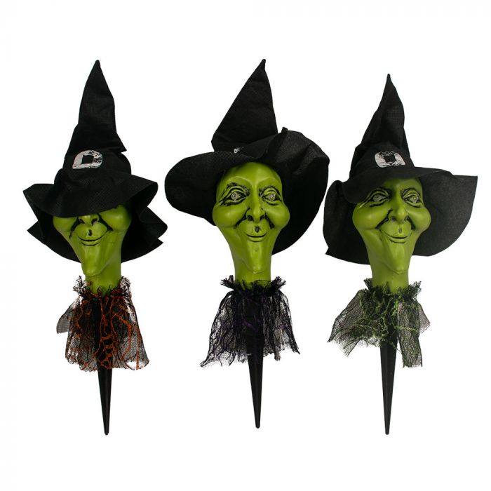 Mad Toys Spooky 3-Pieces Witch Pathway Lights Marker with Stakes Halloween Decoration