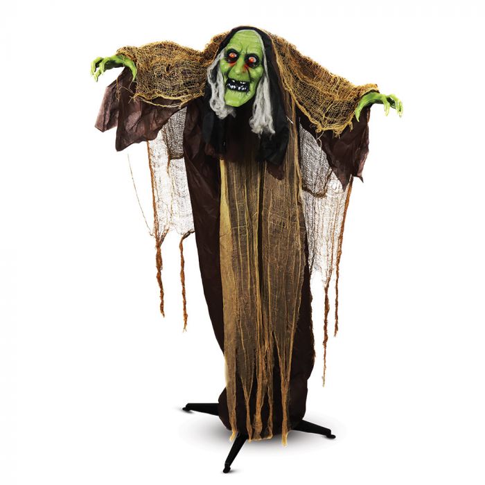 Mad Toys Spooky 57-Inch Standing Hunchback Light-Up Eyes with Sound Witch Halloween Decoration