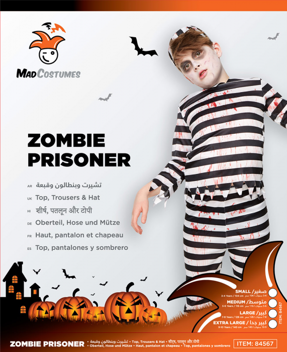 Mad Costumes Zombie Prisoner Kids Halloween Costume