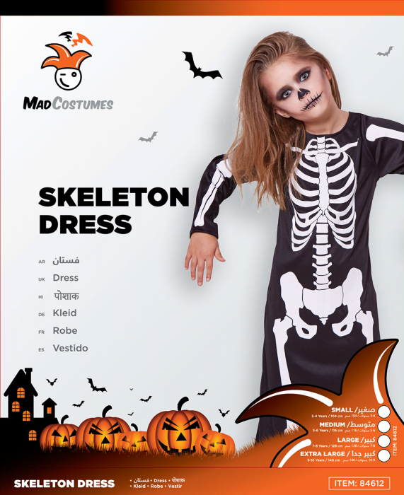 Mad Costumes Skeleton Dress Kids Halloween Costume