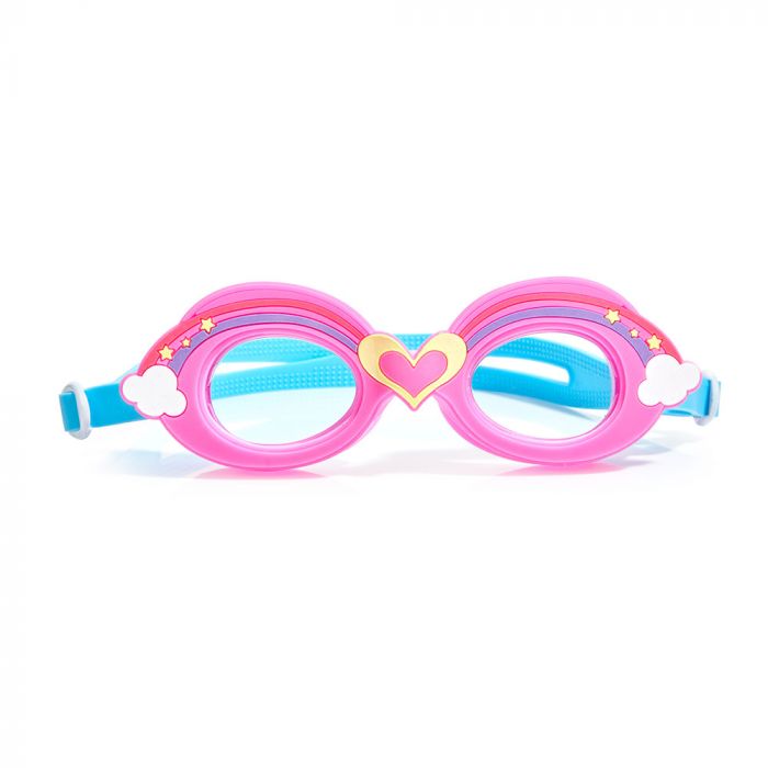 Aqua2ude Hearts and Rainbows Pink Swim Goggles for Kids
