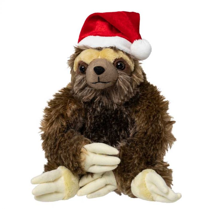 Plush 9-inch Sloth Toy with Santa Hat