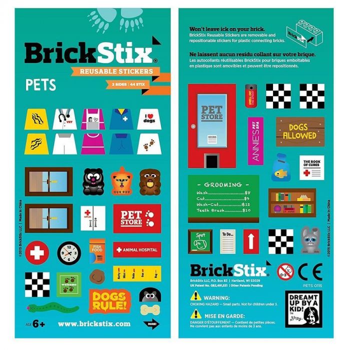 BrickStix Pets Theme Resusable Stickers