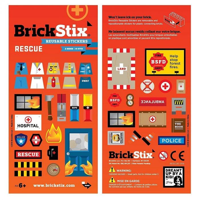 BrickStix Rescue Theme Resusable Stickers