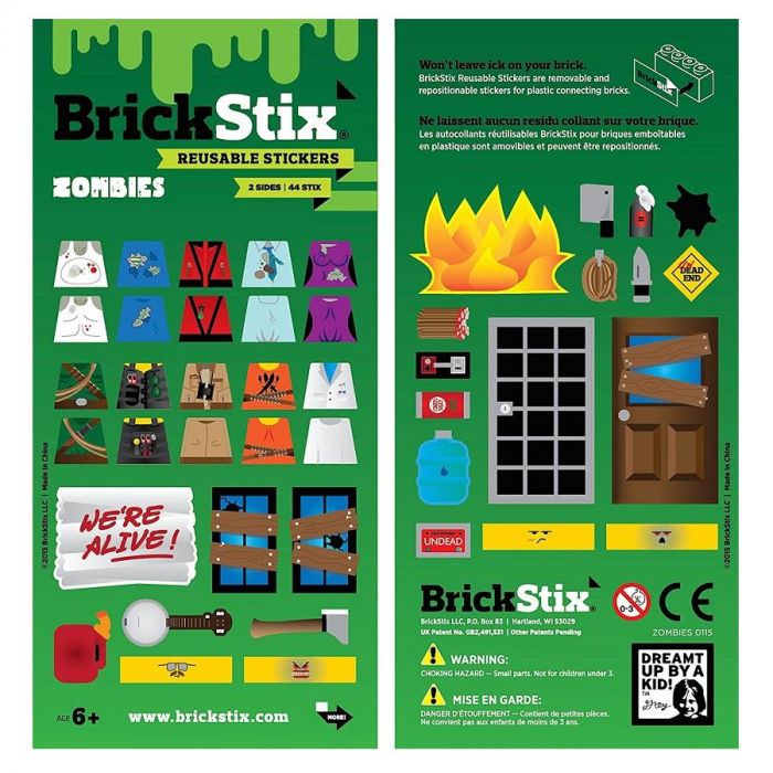 BrickStix Zombies Theme Resusable Stickers