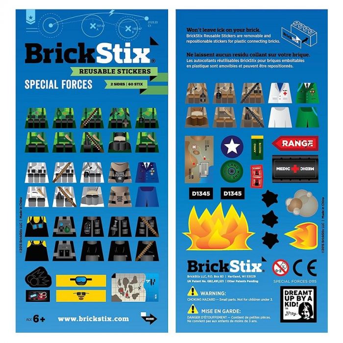 BrickStix Special Forces Theme Resusable Stickers