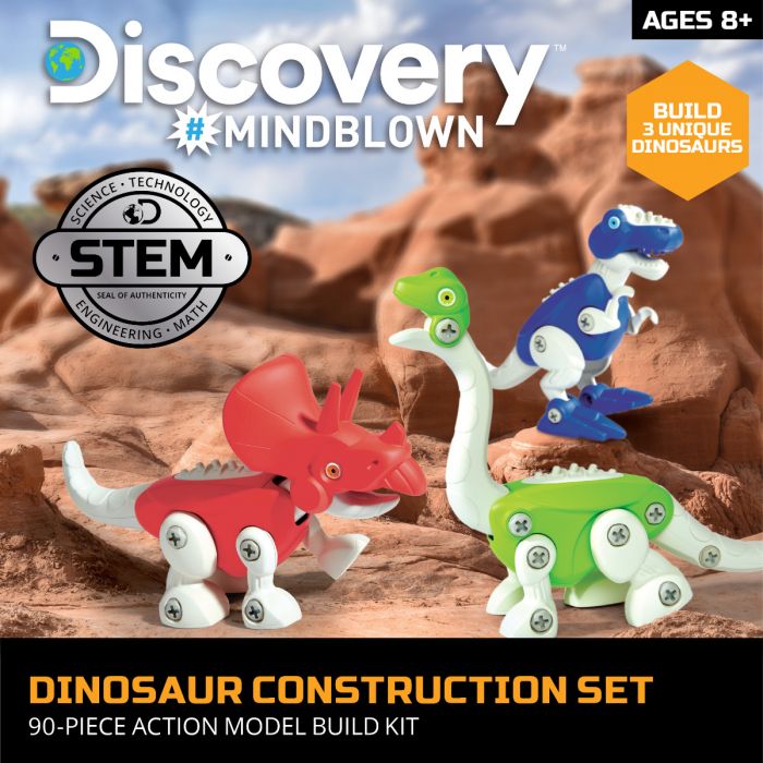 Discovery Mindblown Dinosaur Construction 90-Piece Action Set STEM Toy For Little Paleontologists