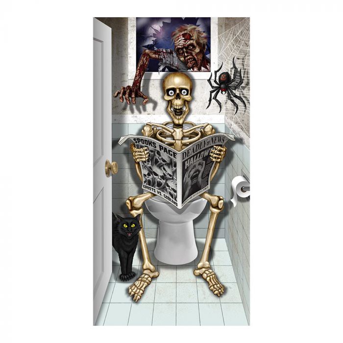 Skeleton Bathroom Door Cover Halloween Decoration